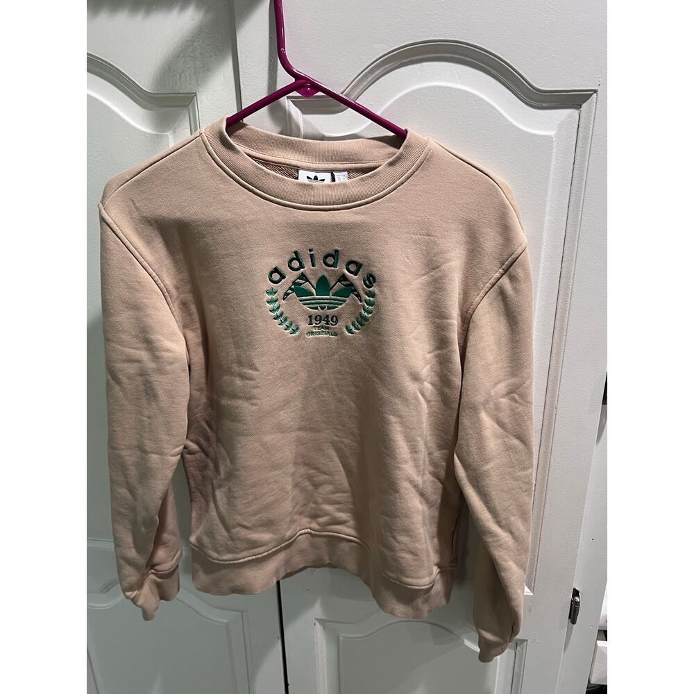 Adidas Originals Trefoil 1949 Crewneck Sweatshirt Beige Tan Women XS Small Logo